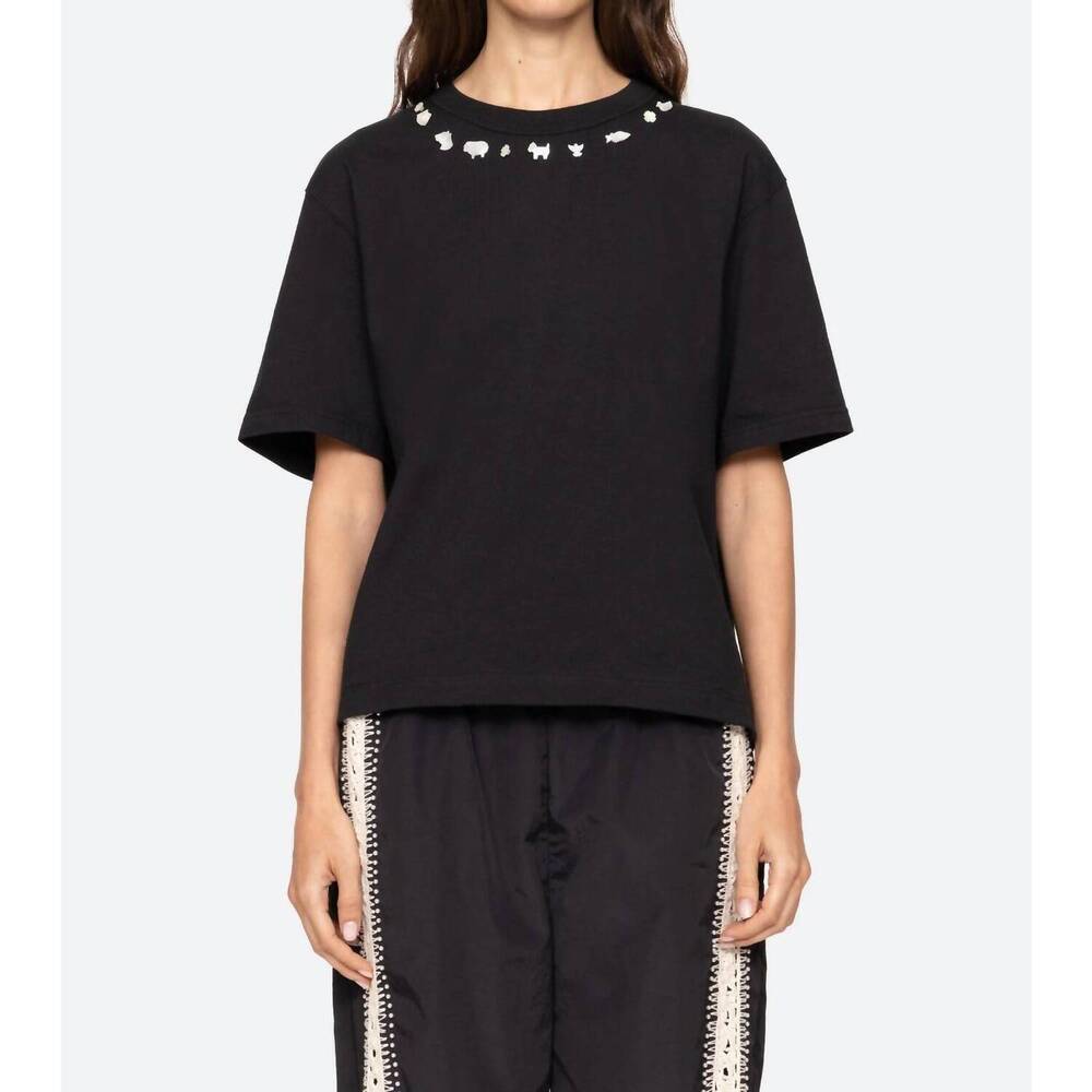 NEW SEA diane knit t-shirt in black